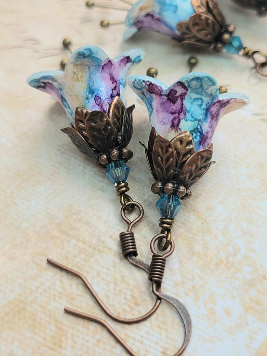 Blue Mauve - Antique Earrings - Vintage Style