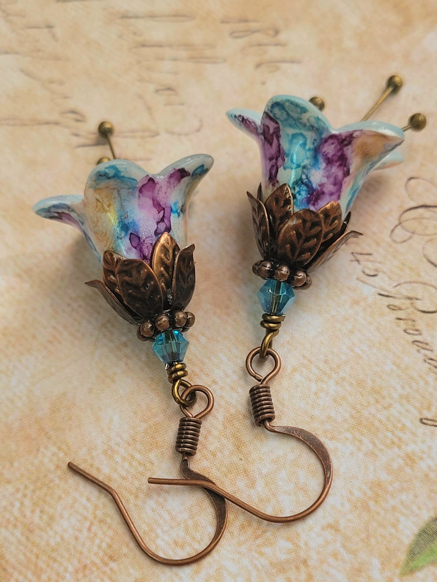 Blue Mauve - Antique Earrings - Vintage Style