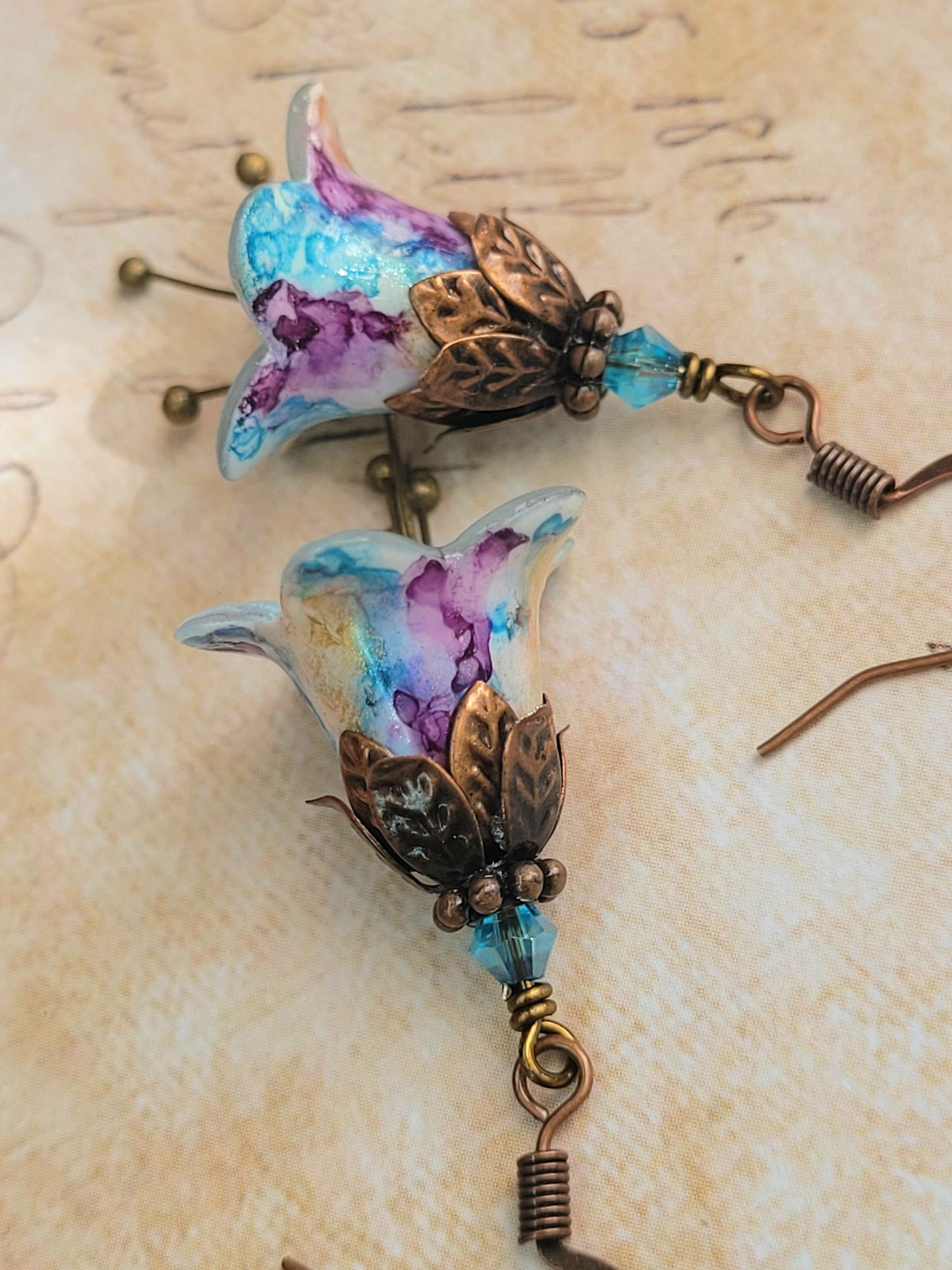 Blue Mauve - Antique Earrings - Vintage Style