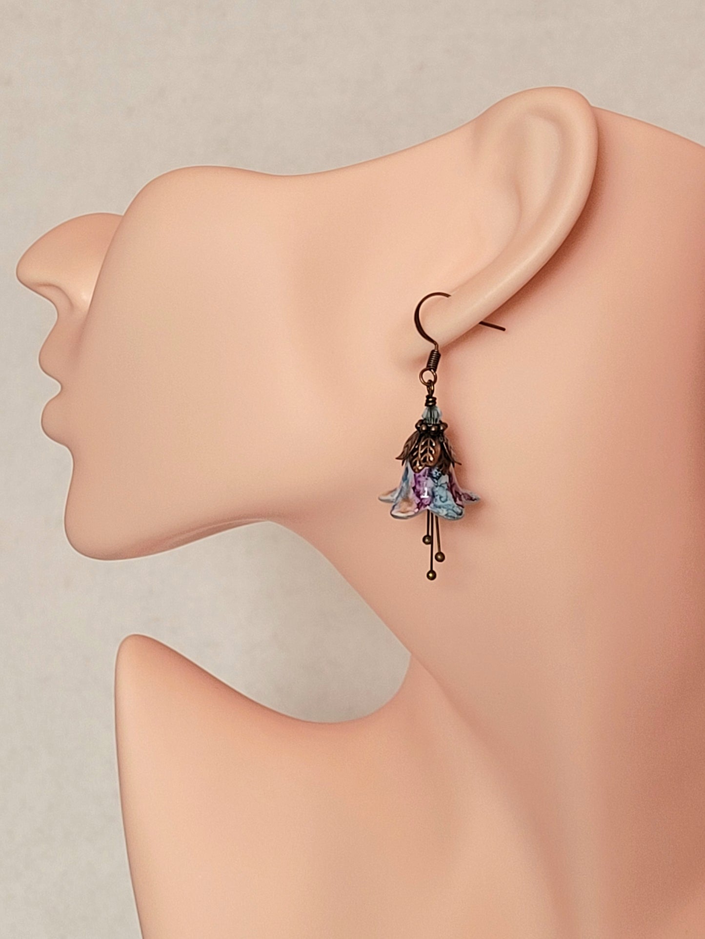 Blue Mauve - Antique Earrings - Vintage Style