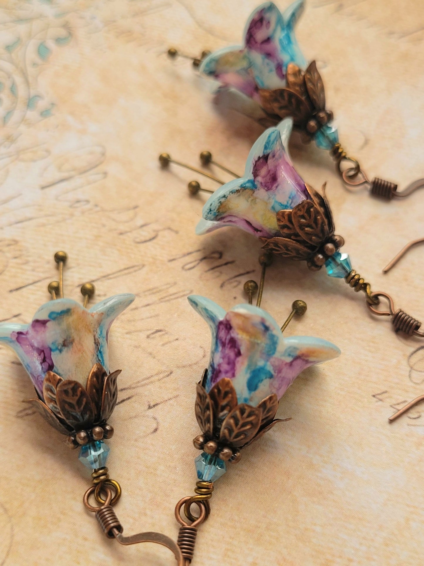 Blue Mauve - Antique Earrings - Vintage Style
