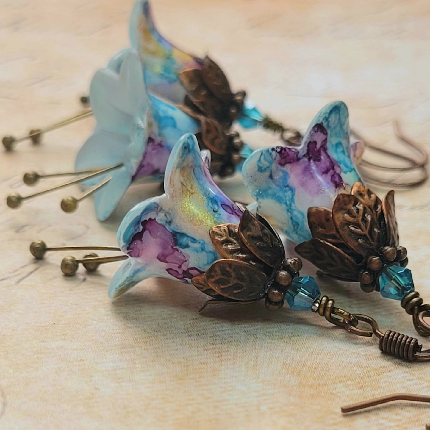 Blue Mauve - Antique Earrings - Vintage Style